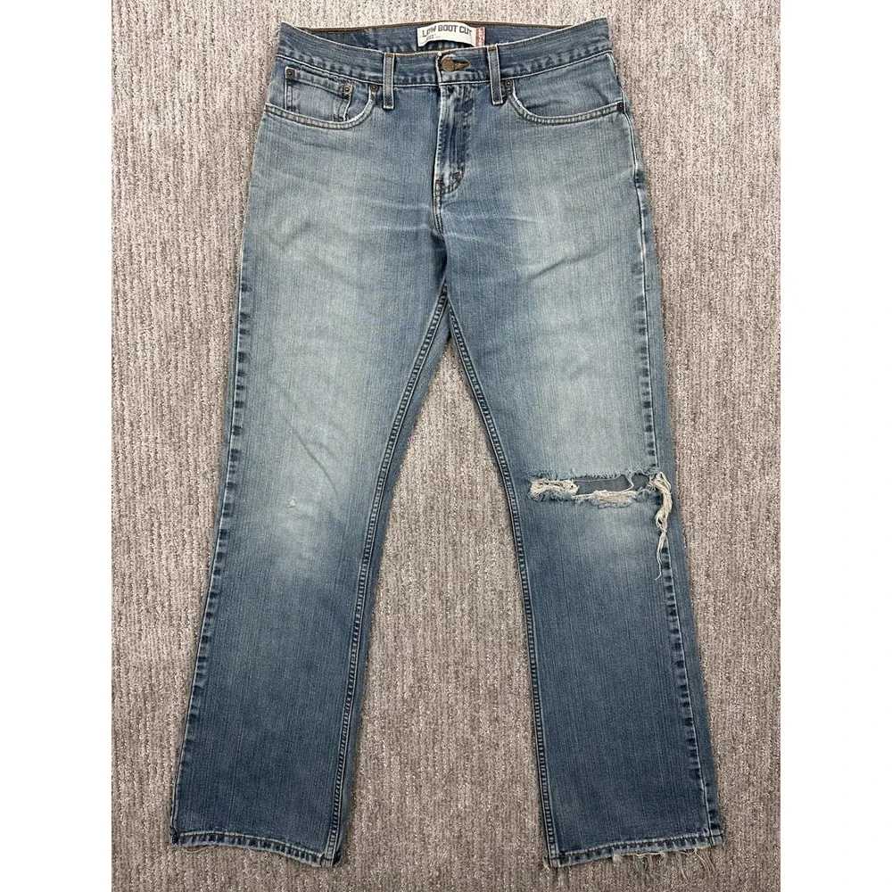 Levi's 527 Bootcut Jeans Mens 32x34 Blue Faded Distressed Thrashed Denim Grunge